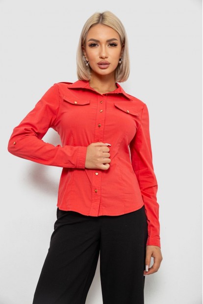 Сорочка жіноча однотонна  -уцінка, колір кораловий, 230R211-U-33
