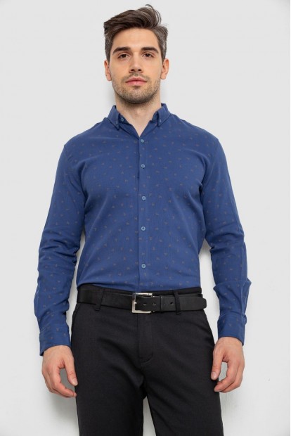 Рубашка мужская с принтом, цвет джинс, 214R7365-1