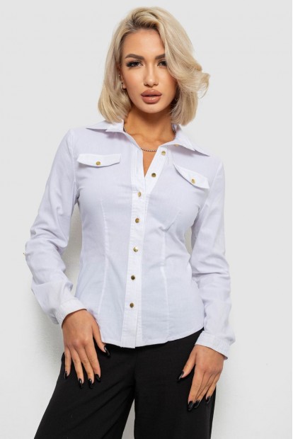 Сорочка жіноча однотонна  -уцінка, колір білий, 230R211-U-34