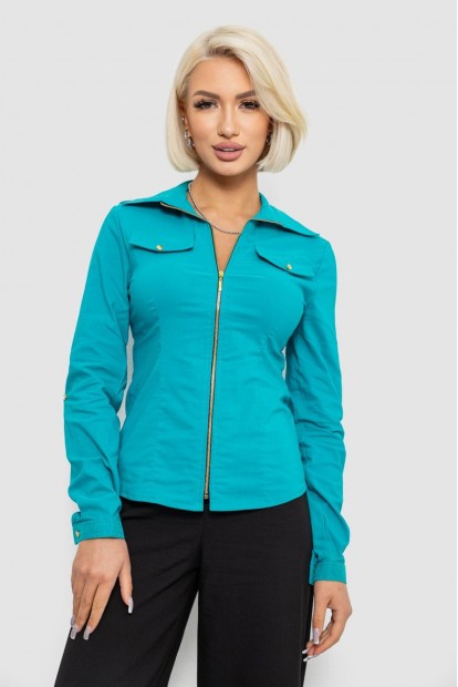 Сорочка жіноча однотонна  -уцінка, колір бірюзовий, 230R303-U-102