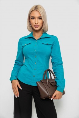 Сорочка жіноча однотонна  -уцінка, колір бірюзовий, 230R211-U-31