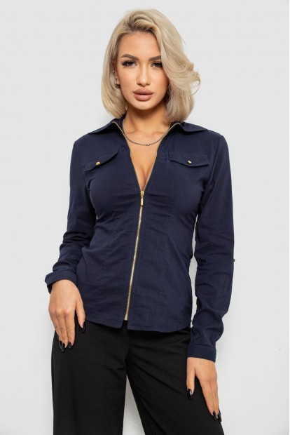Сорочка жіноча однотонна  -уцінка, колір синій, 230R303-U-104