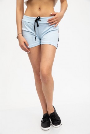 Короткі трикотажні шорти жіночі світло-блакитного кольору 131R002