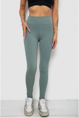 Лосины однотонные в рубчик утепленные на флисе  -уценка, цвет оливковый, 238R605-U-22