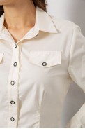 Рубашка женская однотонная, цвет кремовый, 230R068-8 Рубашка женская однотонная, цвет кремовый, 230R068-8 - фото № 4