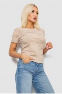 Футболка женская с принтом, цвет светло-бежевый, 221R3309 - фото № 2