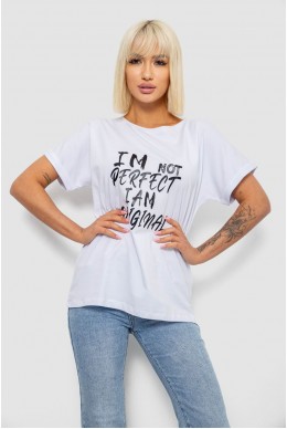 Футболка жіноча з принтом  -уцінка, колір білий, 244R2349-5-U