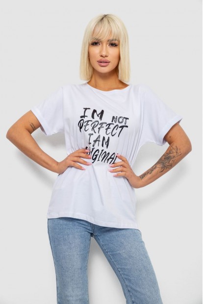 Футболка жіноча з принтом  -уцінка, колір білий, 244R2349-5-U