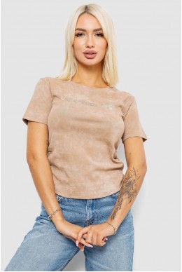 Футболка жіноча з принтом, колір бежевий, 221R3309