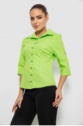Рубашка женская однотонная, цвет салатовый, 230R068-4 - фото № 2