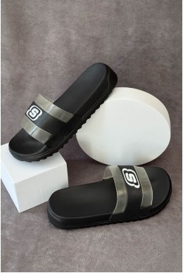 Шльопанці жіночі з аплікацією, колір чорний, 243R5030-2