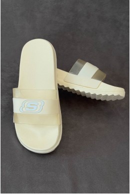 Шльопанці жіночі з аплікацією, колір світло-бежевий, 243R5030-2