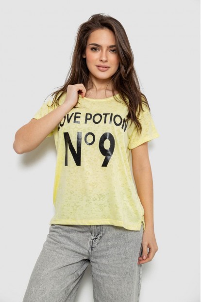 Футболка женская с принтом, цвет желтый, 244R2073-1