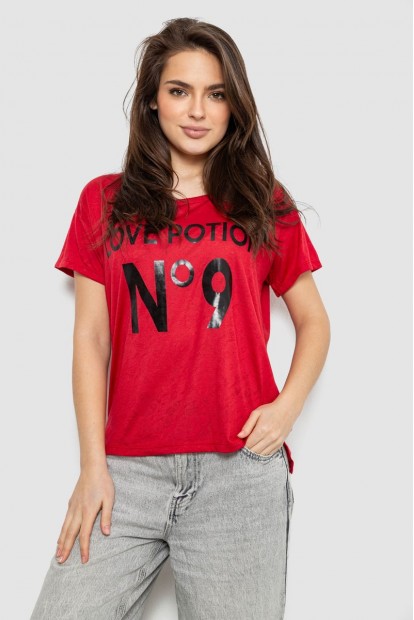 Футболка женская с принтом, цвет красный, 244R2073-1