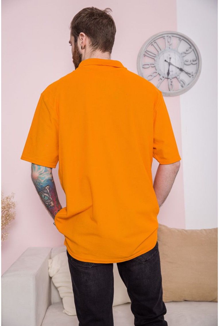 Купити Поло чоловіче помаранчеве прямого крою з бавовни182R104 - Фото №5