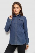 Рубашка женская однотонная  -уценка, цвет синий, 230R069-U-31 - фото № 0