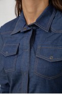 Рубашка женская однотонная  -уценка, цвет синий, 230R069-U-31 - фото № 4