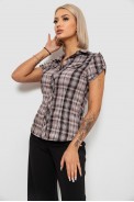 Рубашка женская в клетку, цвет темно-пудровый, 230R065 оптом - фото № 2