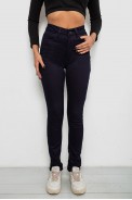 Джинси жіночі однотонні на флісі, колір темно-синій, 244RS026 оптом - фото № 0