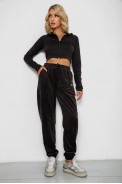 Спортивні штани велюрові жіночі на флісі  -уцінка, колір чорний, 238R58645-U - фото № 1