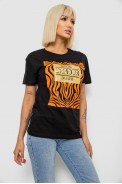 Футболка жіноча з принтом, колір чорний, 244R2805 - фото № 2