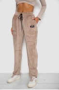 Спортивные штаны велюровые женские на флисе  -уценка, цвет светло-бежевый, 238R58649-1-U-4 - фото № 2