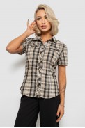 Сорочка жіноча в клітинку, колір сіро-бежевий, 230R065 оптом - фото № 0