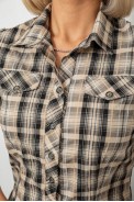 Сорочка жіноча в клітинку, колір сіро-бежевий, 230R065 оптом - фото № 4