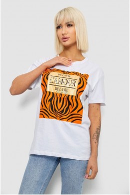 Футболка женская с принтом, цвет белый, 244R2805