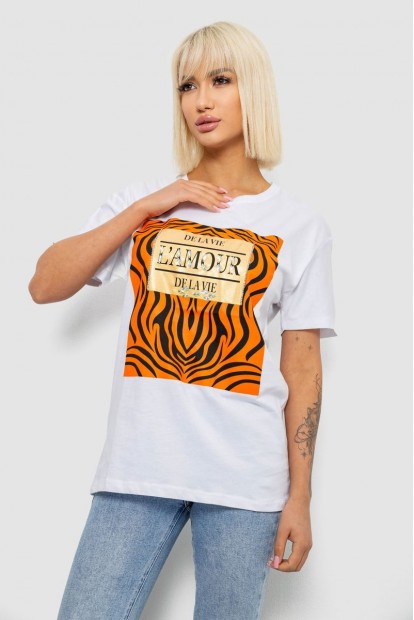 Футболка женская с принтом, цвет белый, 244R2805