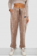 Спортивні штани велюрові жіночі на флісі  -уцінка, колір бежевий, 238R58645-U-3 - фото № 0