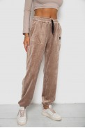 Спортивні штани велюрові жіночі на флісі  -уцінка, колір бежевий, 238R58645-U-3 - фото № 2