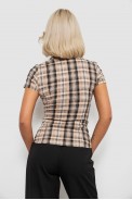 Сорочка жіноча в клітинку, колір бежевий, 230R065 оптом - фото № 3