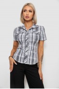 Рубашка женская в клетку, цвет бело-черный, 230R065 оптом - фото № 0