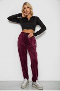 Спортивные штаны велюровые женские на флисе  -уценка, цвет бордовый, 238R58645-U-1 - фото № 1