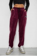 Спортивные штаны велюровые женские на флисе  -уценка, цвет бордовый, 238R58645-U-1 - фото № 0
