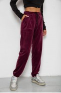 Спортивные штаны велюровые женские на флисе  -уценка, цвет бордовый, 238R58645-U-1 - фото № 2