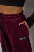 Спортивные штаны велюровые женские на флисе  -уценка, цвет бордовый, 238R58645-U-1 - фото № 4