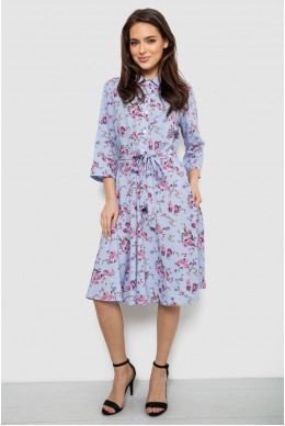 Платье софт c цветочным принтом, цвет голубой, 230R040-10