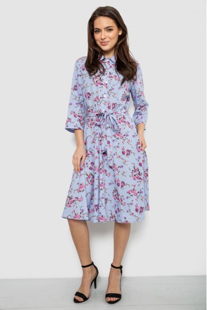 Платье софт c цветочным принтом, цвет голубой, 230R040-10