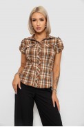 Рубашка женская в клетку, цвет коричневый, 230R065 - фото № 0