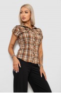 Рубашка женская в клетку, цвет коричневый, 230R065 - фото № 2