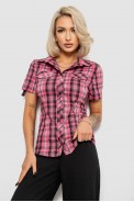 Рубашка женская в клетку, цвет малиновый, 230R065 - фото № 2