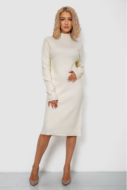 Сукня в'язана однотонна  -уцінка, колір молочний, 244R664-U