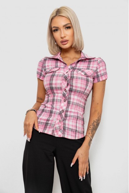 Рубашка женская в клетку, цвет розовый, 230R065