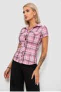 Рубашка женская в клетку, цвет розовый, 230R065 - фото № 2
