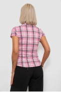 Рубашка женская в клетку, цвет розовый, 230R065 - фото № 3