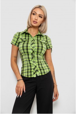 Рубашка женская в клетку, цвет салатовый, 230R065