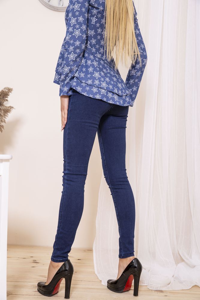 Купити Жіночі приталені джинси, синього кольору, 164R6012 - Фото №4