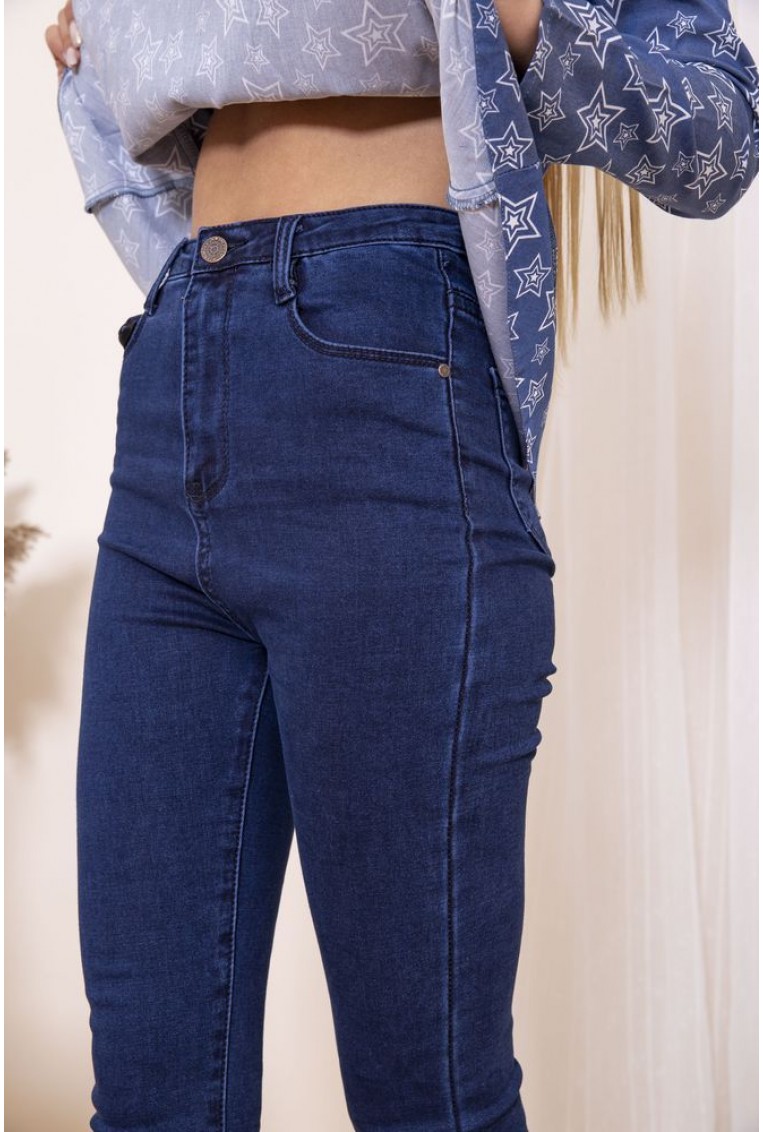 Купити Жіночі приталені джинси, синього кольору, 164R6012 - Фото №5